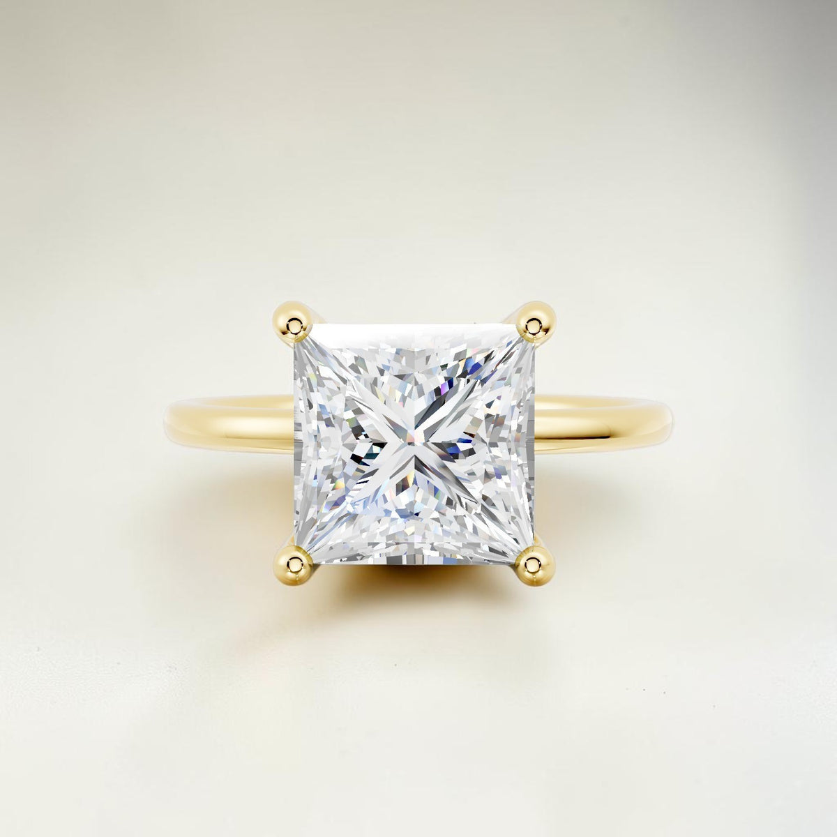 3 CT. F VVS2 Princess Cut Lab Grown Diamond Solitaire IGI Certified 14K Ring