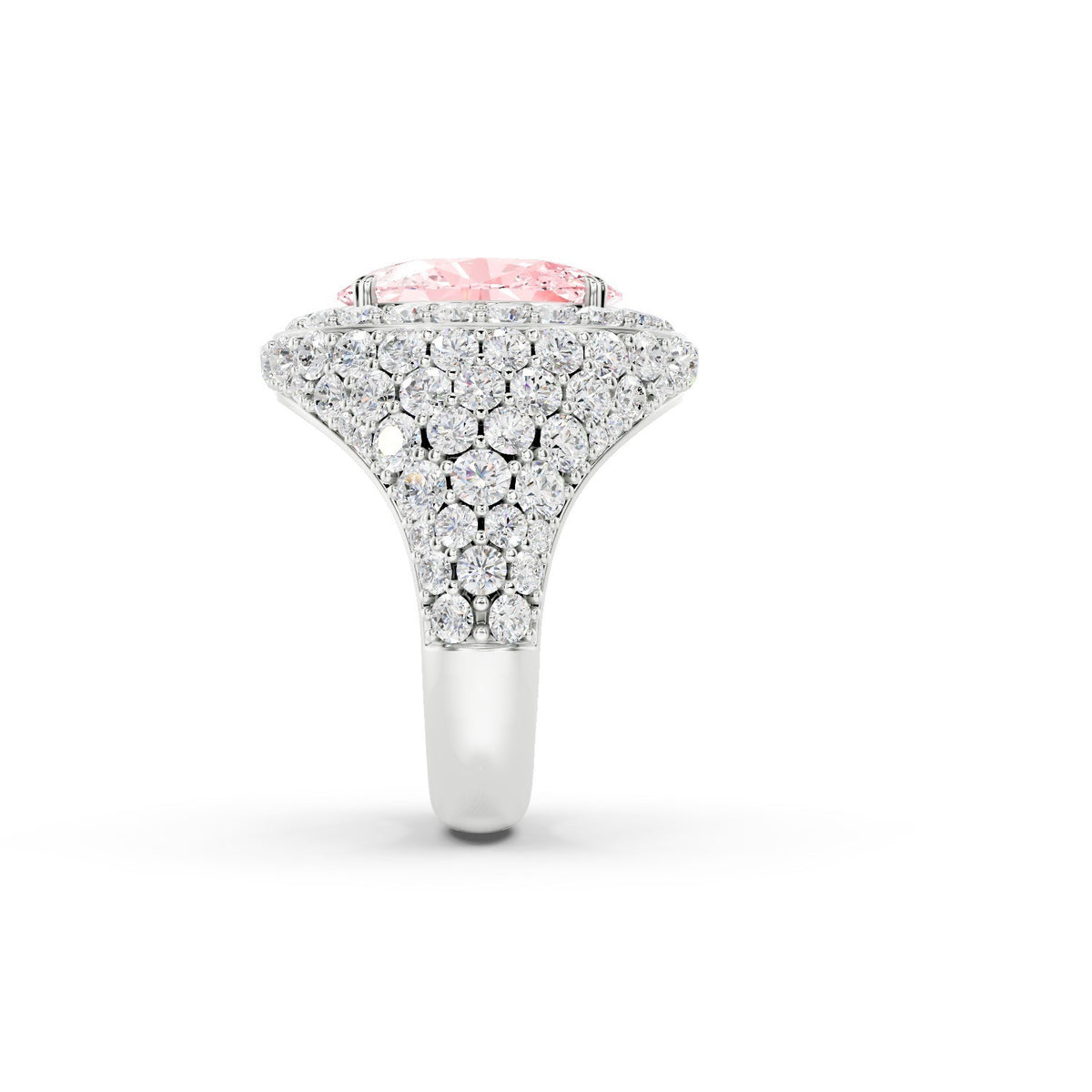 3.01CT Fancy Vivid Pink VS1 Oval Lab Grown Diamond Platinum Ring 5.76CTW IGI