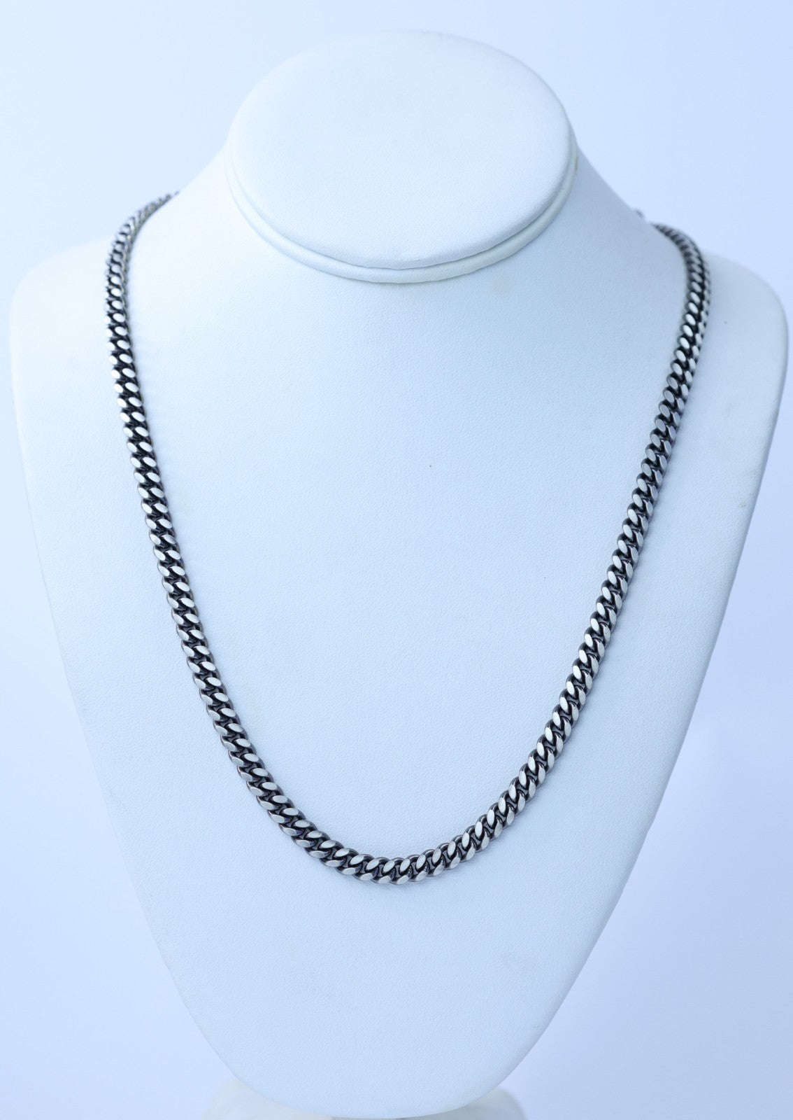 Oxidized Sterling Silver 24in., 7.5 mm Cuban Chain