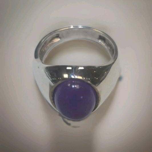 Purple Jade Sterling Silver Ring size 9.5