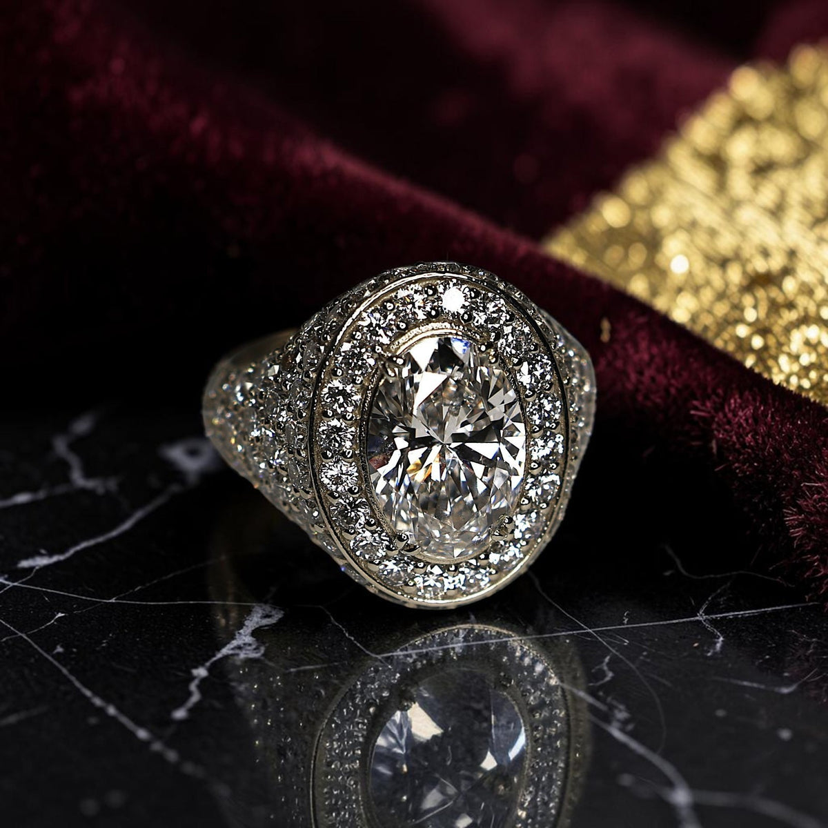 Men's Platinum Flooded Lab Diamond Ring VS1 F EX