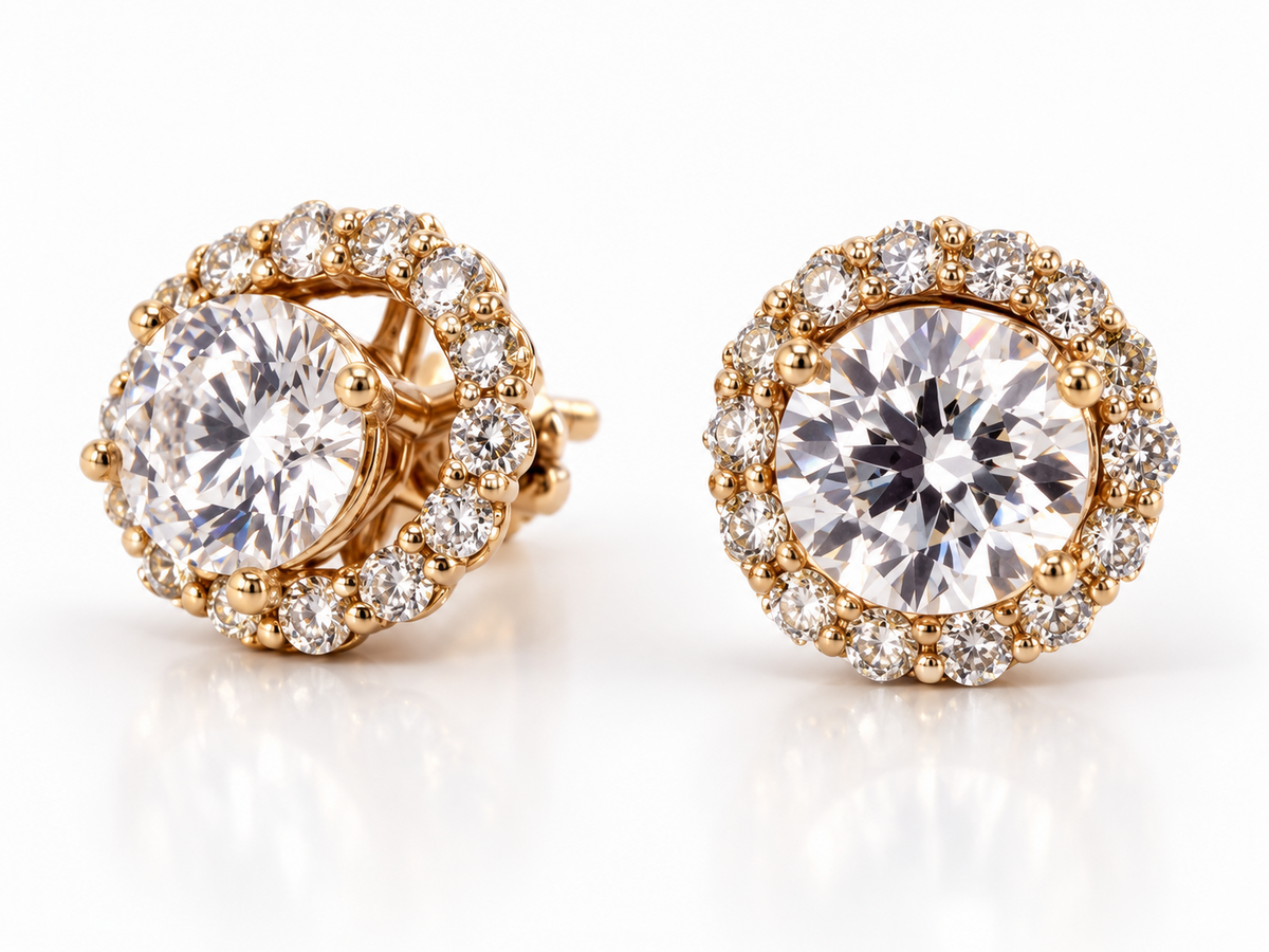 3.86CT Lab Grown Diamond Earrings 1.51 IGI D VVS2 14K with Removable Jackets