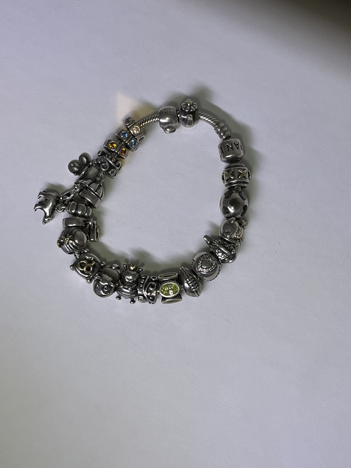 Loaded Pandora Charm Bracelet Sterling Silver 14k Gold 22 Charms