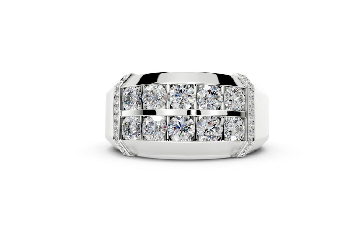 Men's 3.50 CTW Lab-Grown Diamond Double Row Statement 14kt Ring size 9