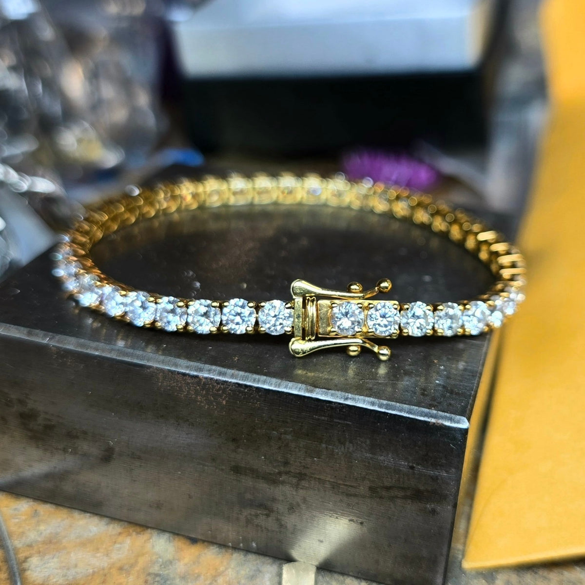 14K Yellow Gold 8.60 CTW Lab Grown Diamond Tennis Bracelet 7" Approx. 58 Diamond