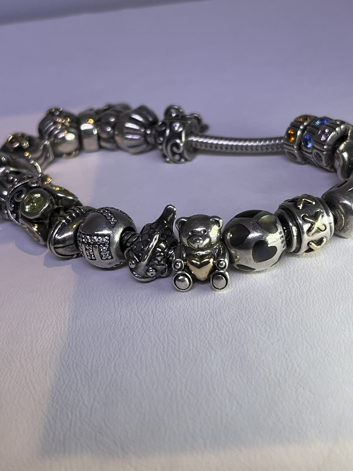 Loaded Pandora Charm Bracelet Sterling Silver 14k Gold 22 Charms