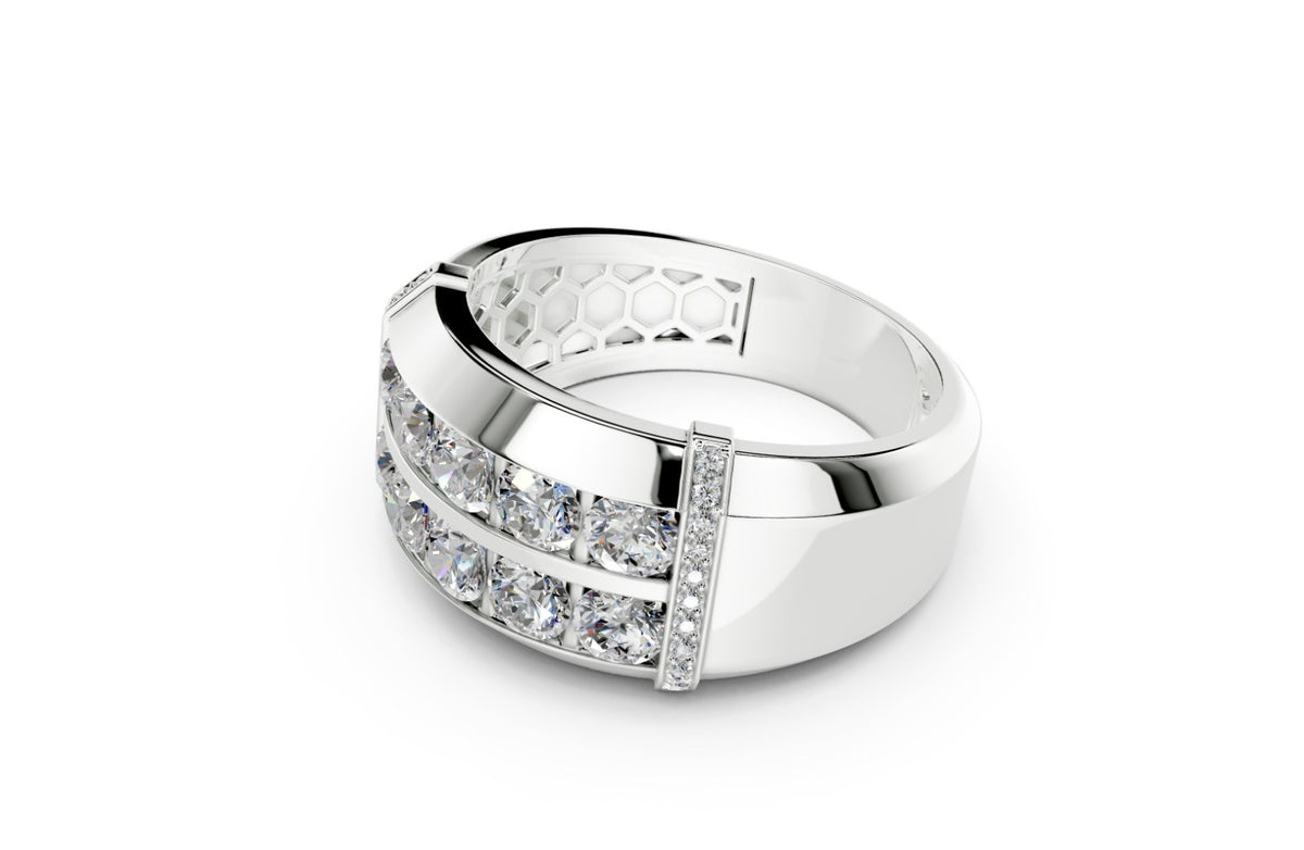 Men's 3.50 CTW Lab-Grown Diamond Double Row Statement 14kt Ring size 9