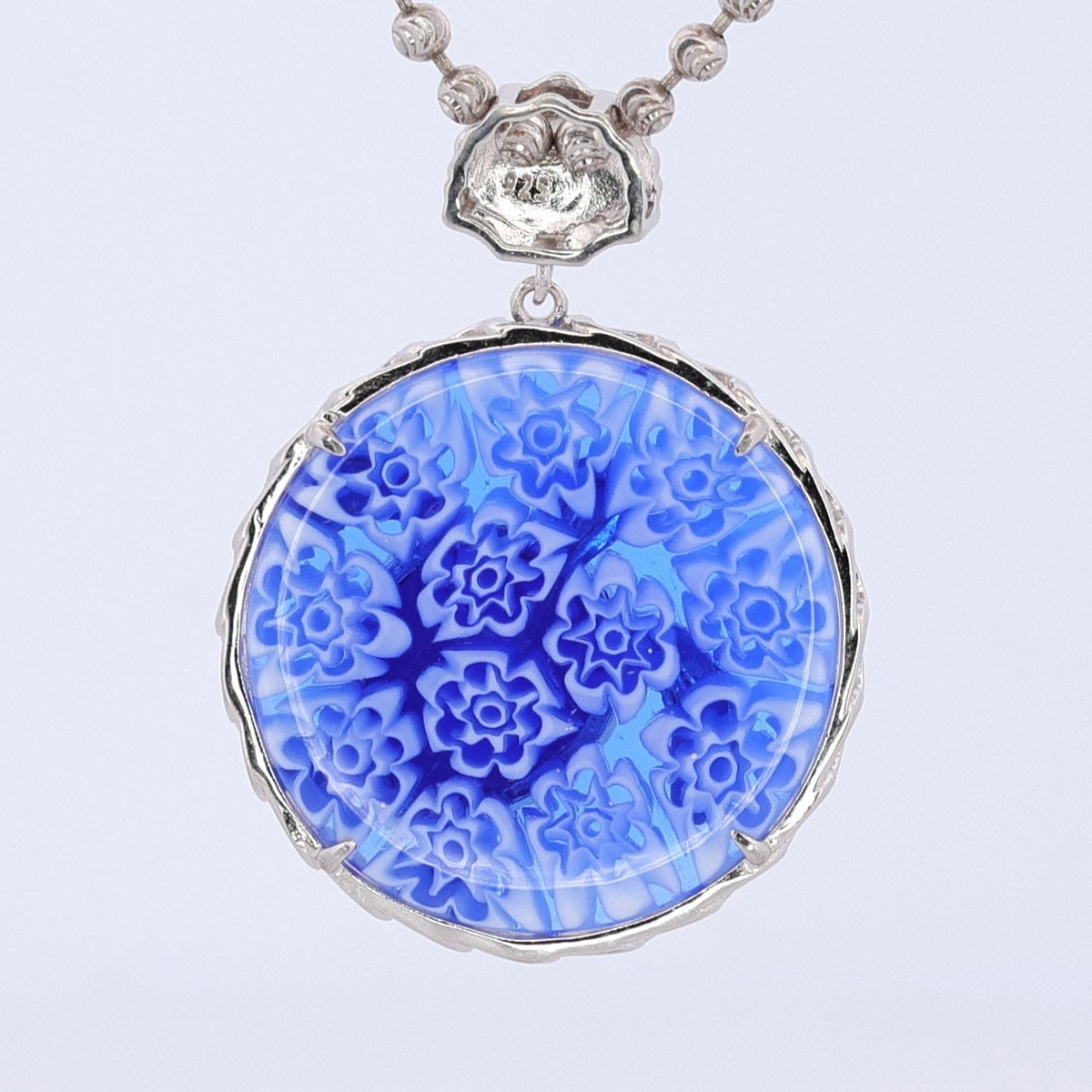 Sterling Silver Murano Blue Glass Turtle Necklace