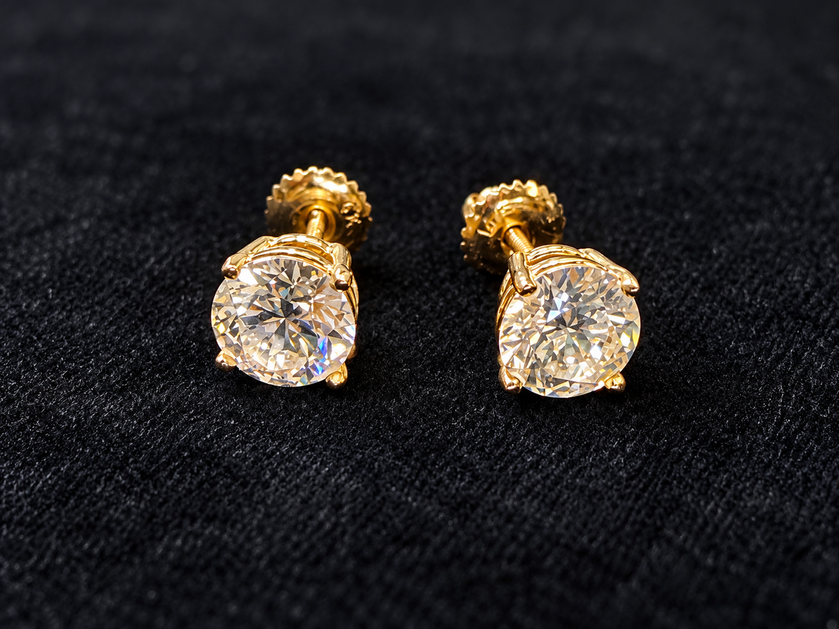 3.02 CT Lab Grown Diamond Earrings Double Shot 1.51 IGI D VVS2 14K Screw Back