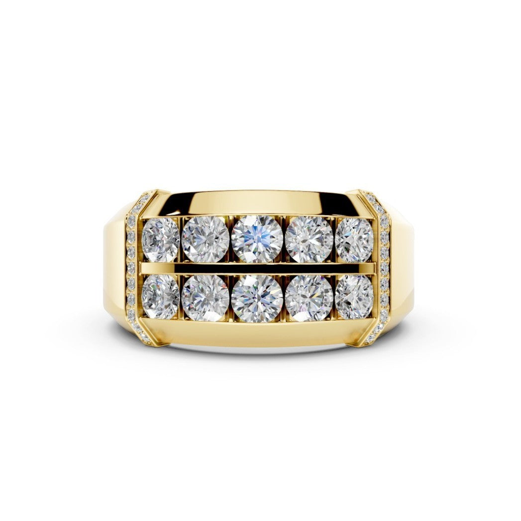 Men's 3.50 CTW Lab-Grown Diamond Double Row Statement 14kt Ring size 9