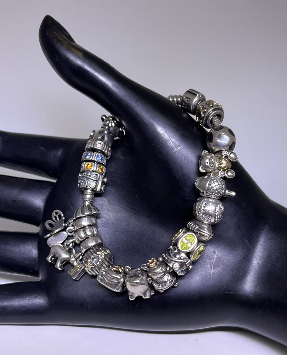 Loaded Pandora Charm Bracelet Sterling Silver 14k Gold 22 Charms