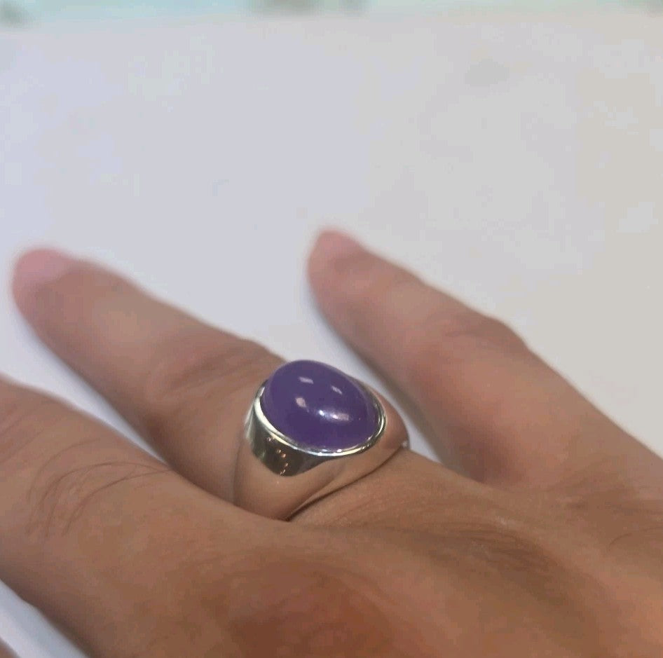 Purple Jade Sterling Silver Ring size 9.5