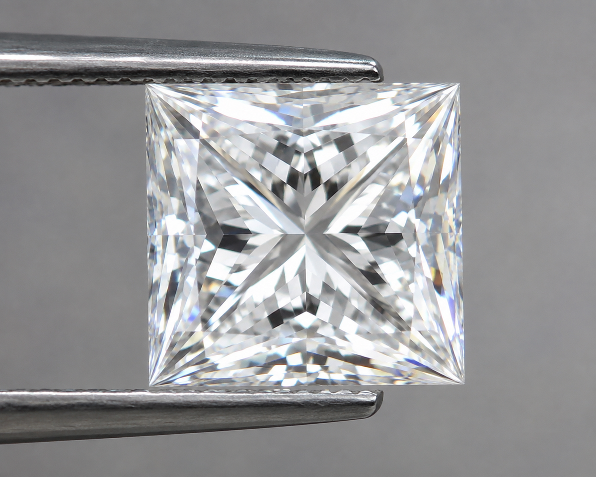 3.05 CT Princess Cut Lab Grown Diamond F VS1 EX/EX None Loose Diamond IGI Cert.