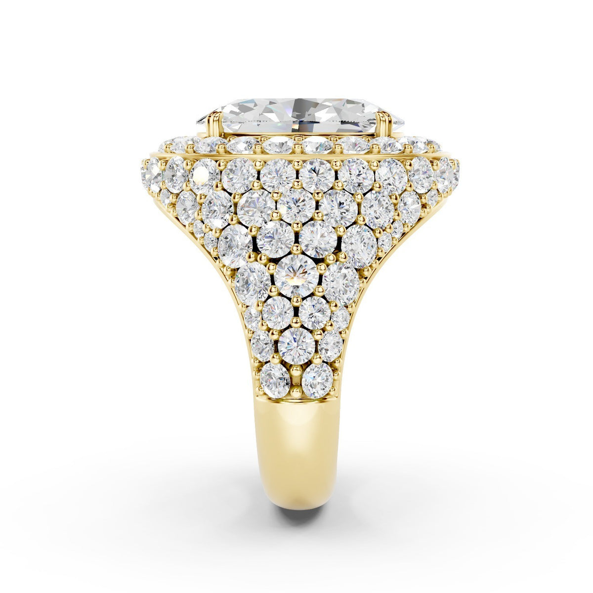 Men's 14k Flooded Lab Diamond Ring with a 3Ct. F color VS1 Center Stone
