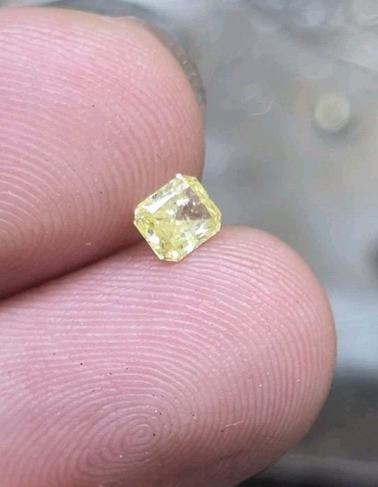 GIA 0.32 Ct Natural Fancy Intense Yellow Diamond Radiant Cut I3 Certified