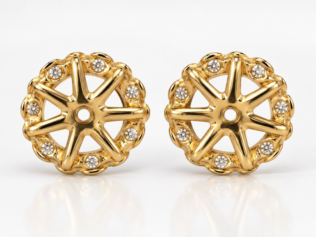 14K Gold Lab Grown Diamond Earring Jackets 0.84 CTW 28 Diamonds Removable Halo