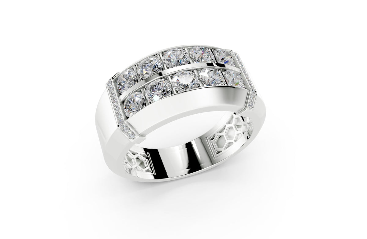Men's 3.50 CTW Lab-Grown Diamond Double Row Statement 14kt Ring size 9