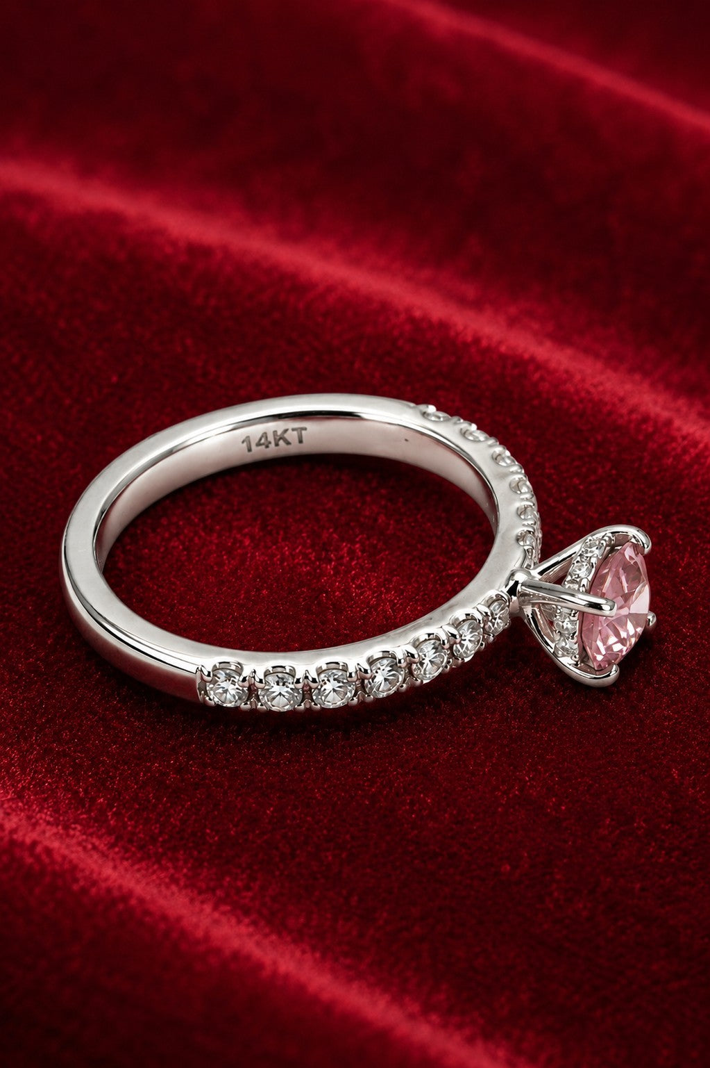 1.93 CT Lab Grown Pink Diamond Halo Ring VVS2 14K White Gold Size 6.5