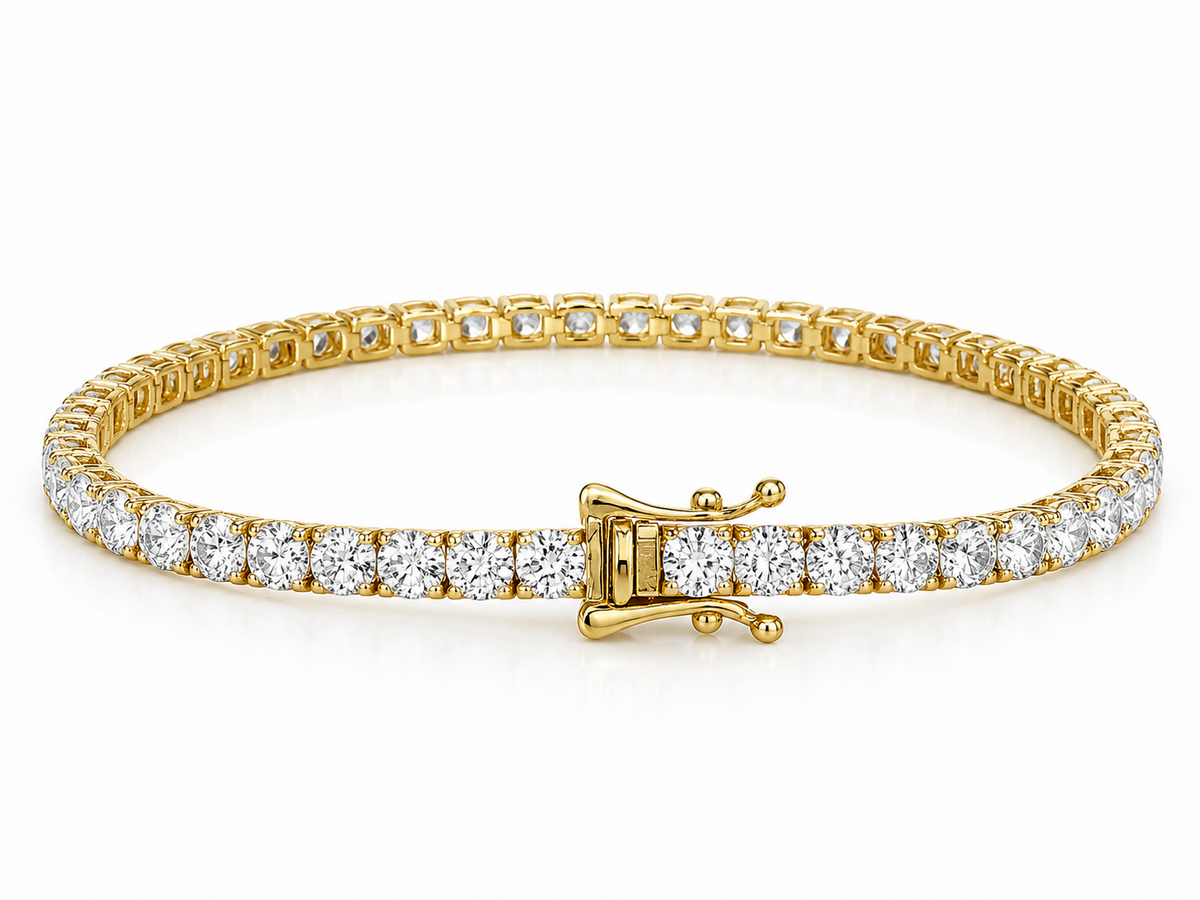 14K Yellow Gold 8.60 CTW Lab Grown Diamond Tennis Bracelet 7" Approx. 58 Diamond