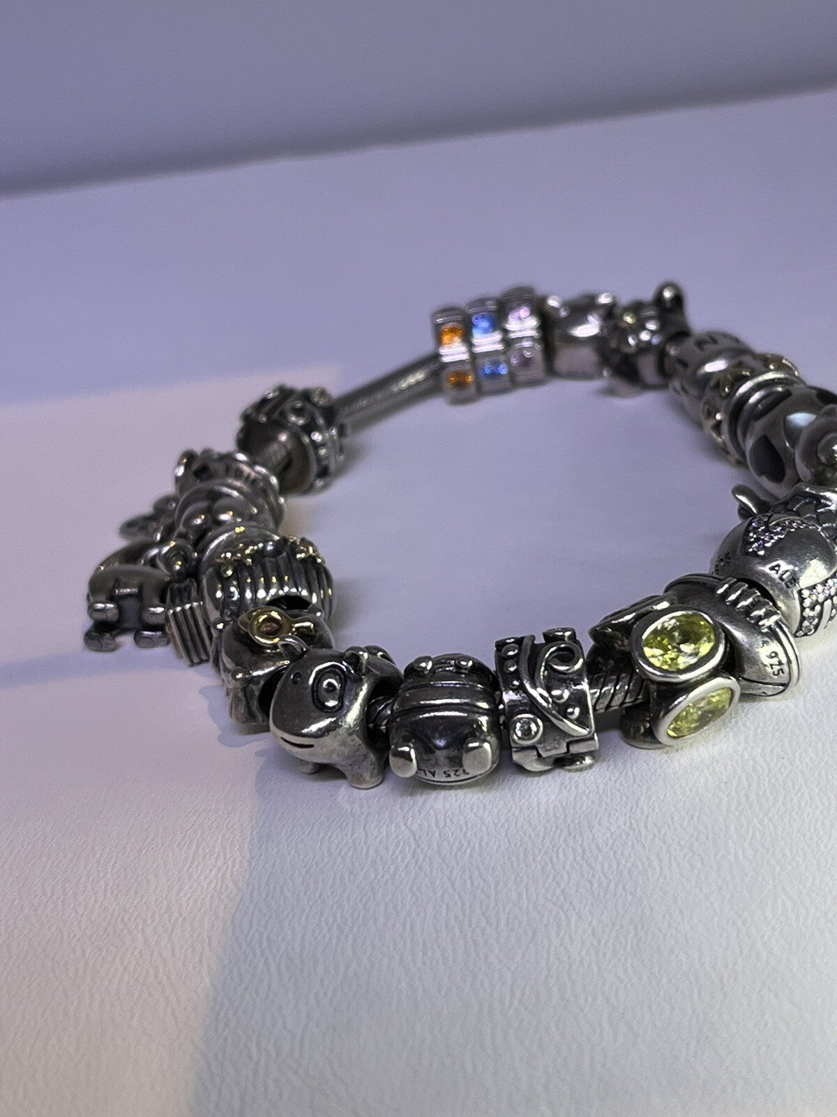 Loaded Pandora Charm Bracelet Sterling Silver 14k Gold 22 Charms