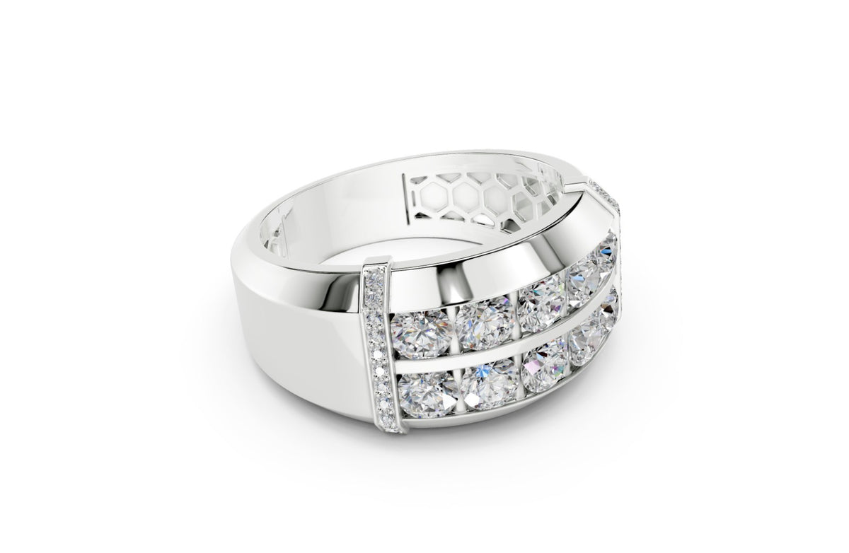Men's 3.50 CTW Lab-Grown Diamond Double Row Statement 14kt Ring size 9