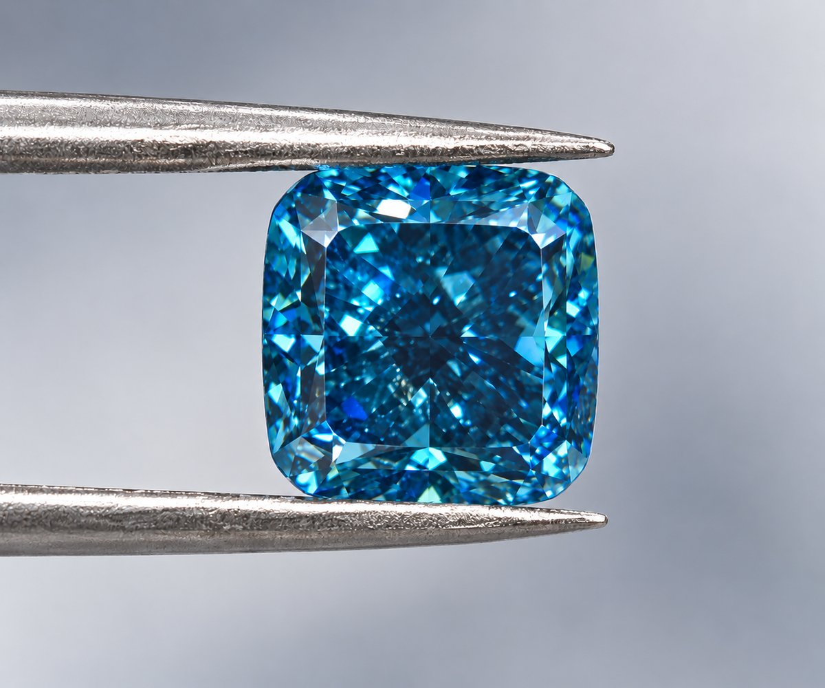 5.18 CT Fancy Vivid Blue VS1 Cushion Lab Grown Diamond IGI Certified Loose