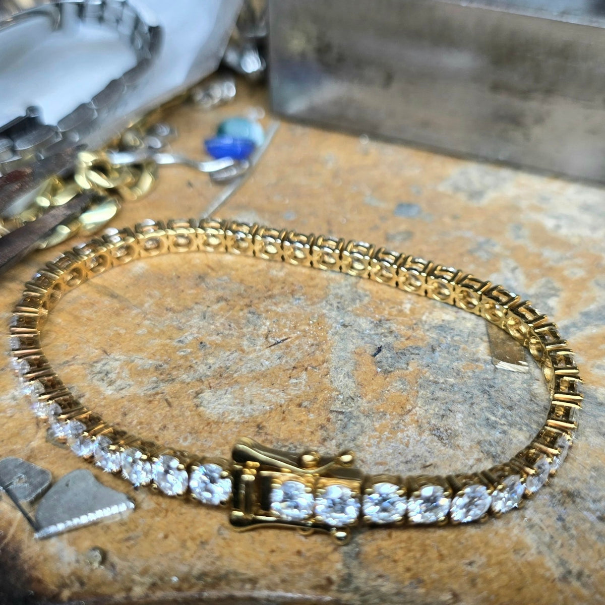 14K Yellow Gold 8.60 CTW Lab Grown Diamond Tennis Bracelet 7" Approx. 58 Diamond