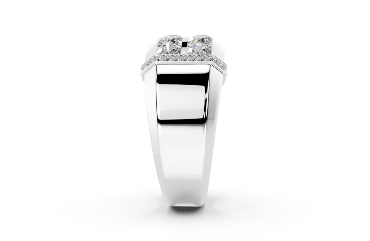 Men's 3.50 CTW Lab-Grown Diamond Double Row Statement 14kt Ring size 9