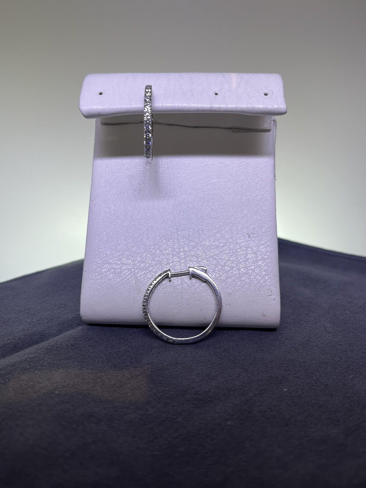 14k White Gold Lab Grown Diamond Hoops Clicker Hinged 1.00 Carat 1 Inch 2.5mm
