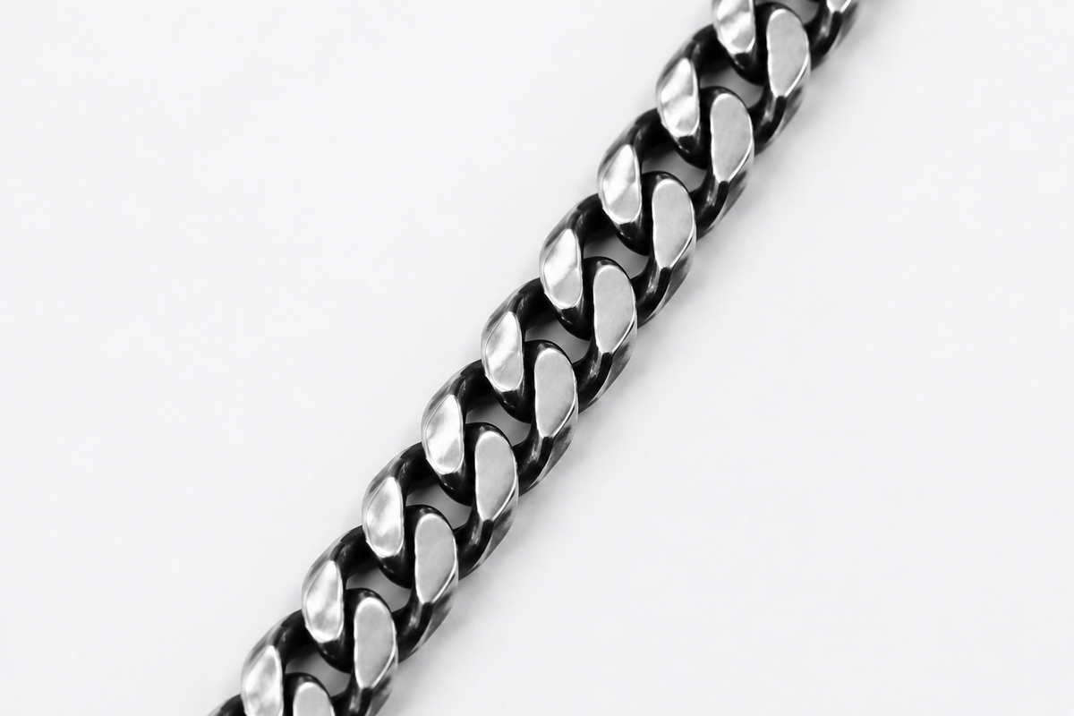 Oxidized Sterling Silver 24in., 7.5 mm Cuban Chain