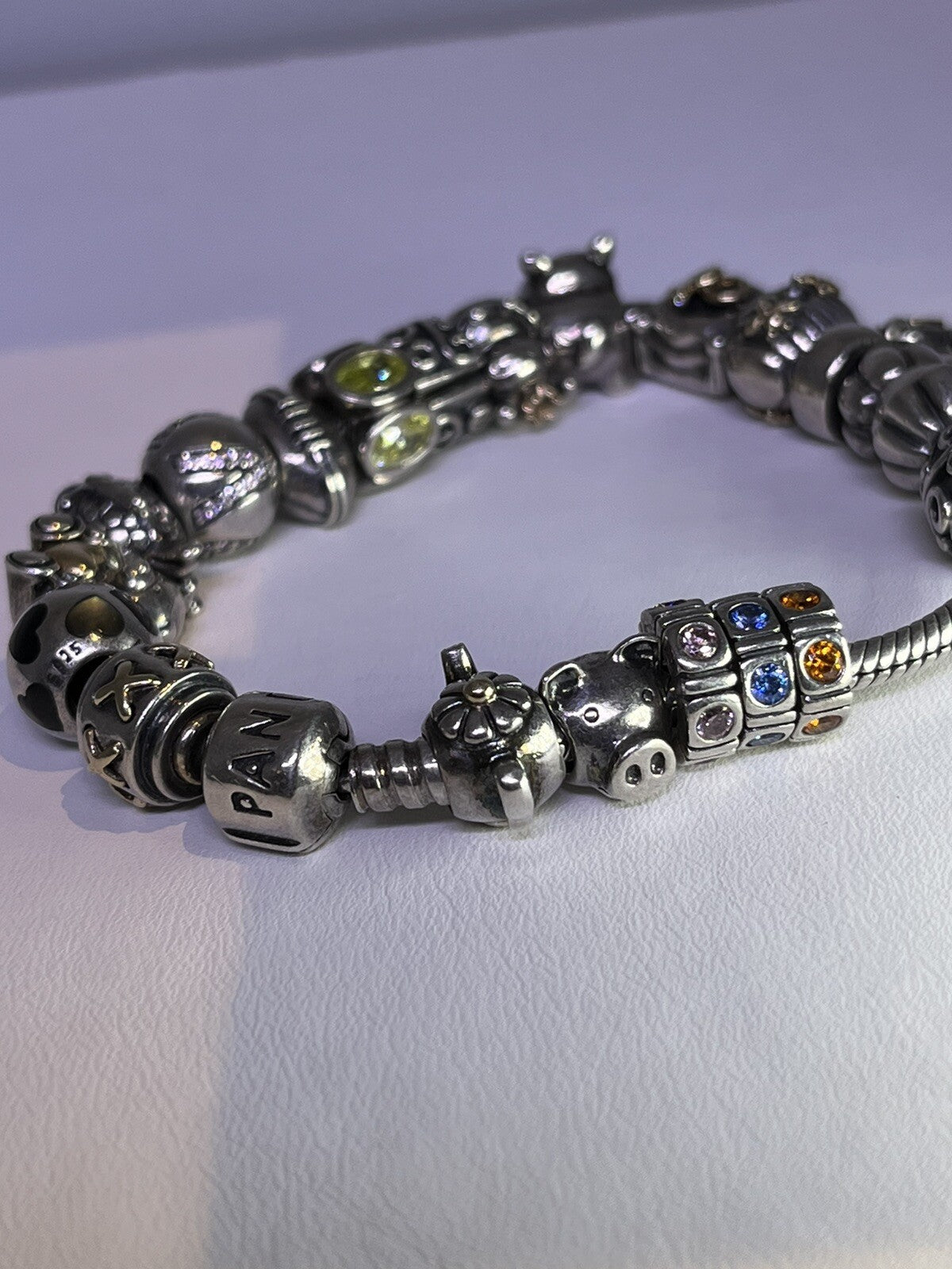 Loaded Pandora Charm Bracelet Sterling Silver 14k Gold 22 Charms