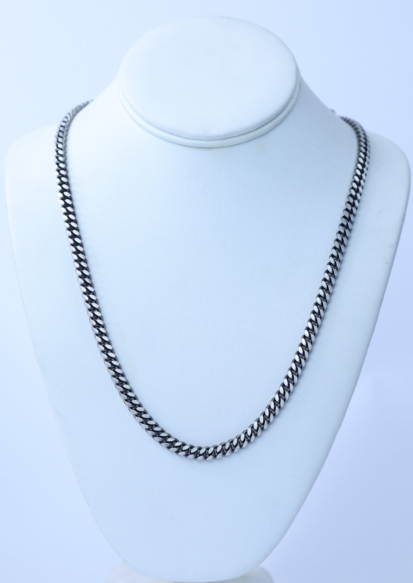 Oxidized Sterling Silver 24in., 7.5 mm Cuban Chain