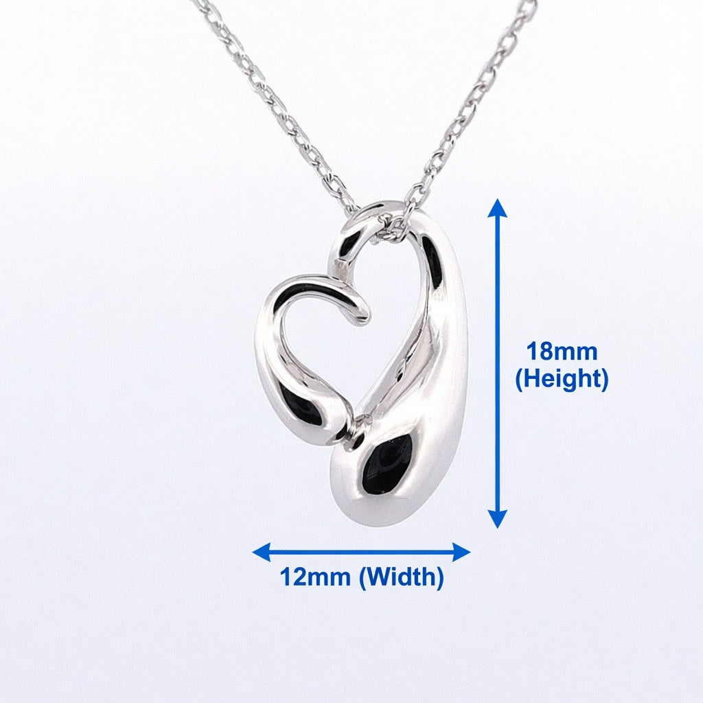 Sterling Silver Sideways Puffed Heart Necklace