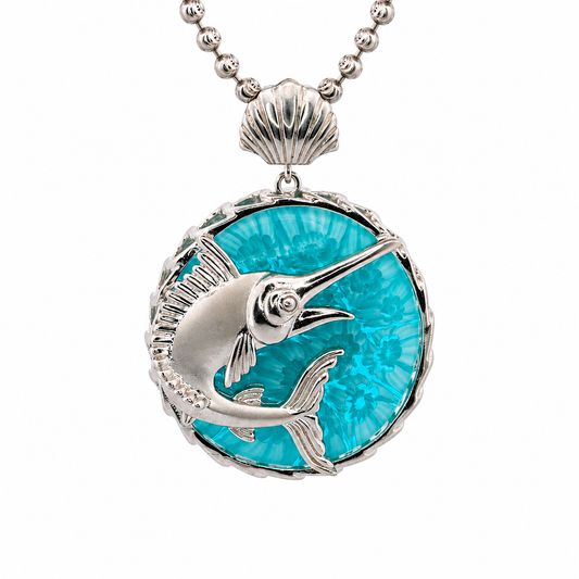 Sterling Silver Marano Glass Swordfish Necklace