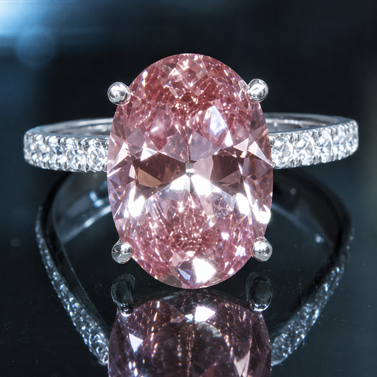 4.49 Carat Fancy Vivid Pink Oval Lab- Created Diamond Ring – IGI Certified
