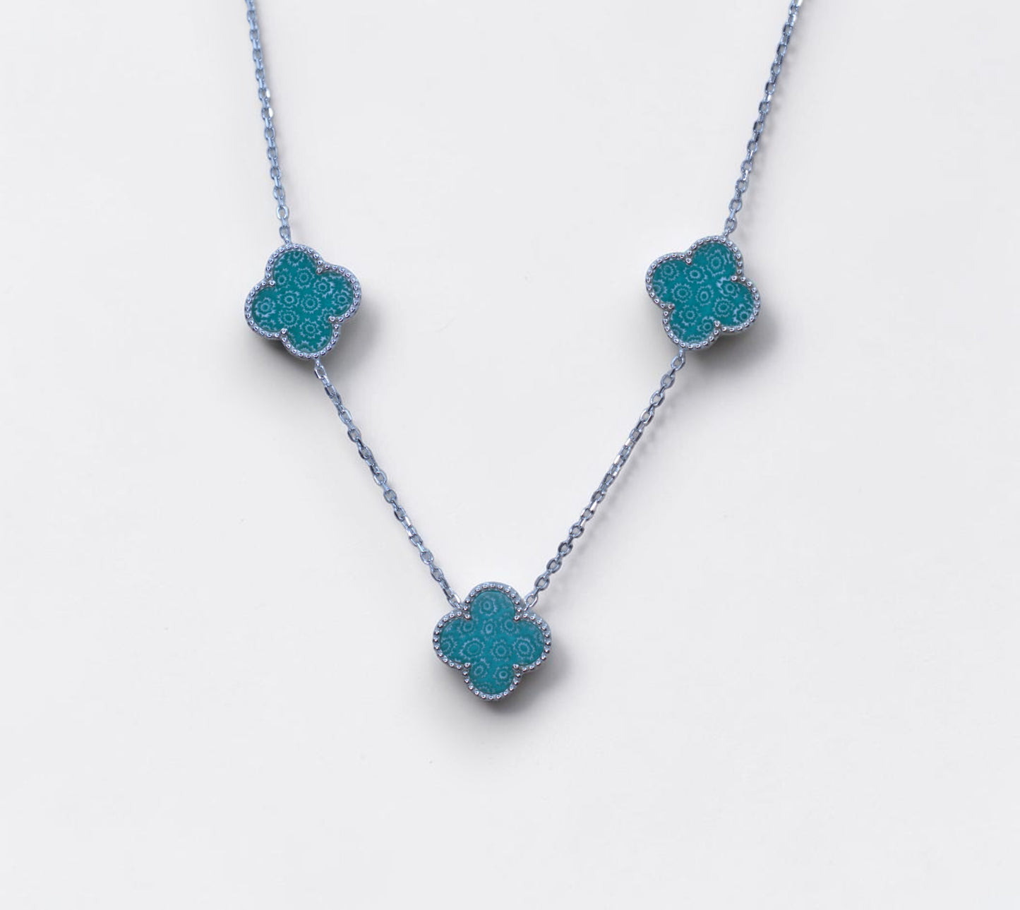 Sterling Silver Murano Glass Clover Necklace