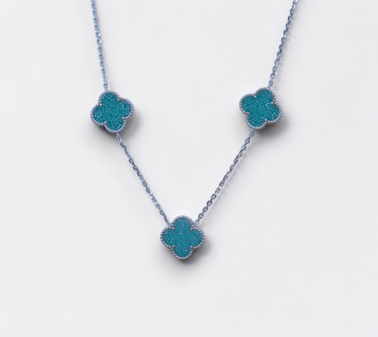 Sterling Silver Murano Glass Clover Necklace
