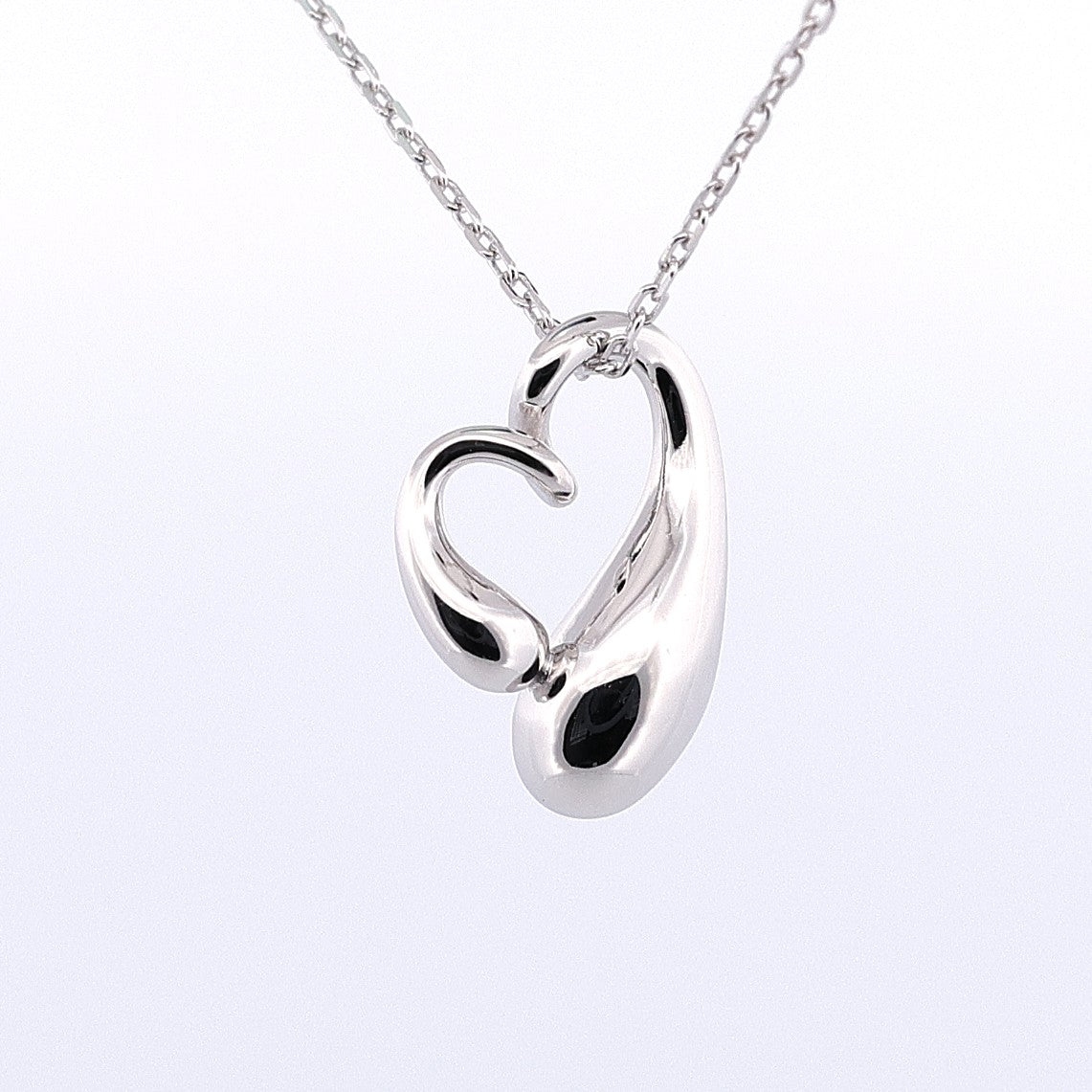 Sterling Silver Sideways Puffed Heart Necklace