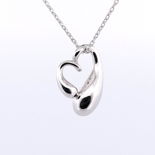 Sterling Silver Sideways Puffed Heart Necklace