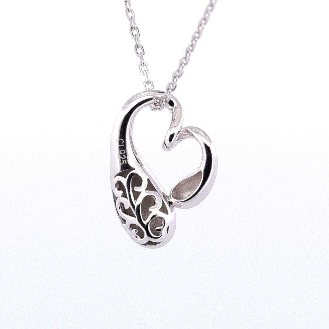Sterling Silver Sideways Puffed Heart Necklace