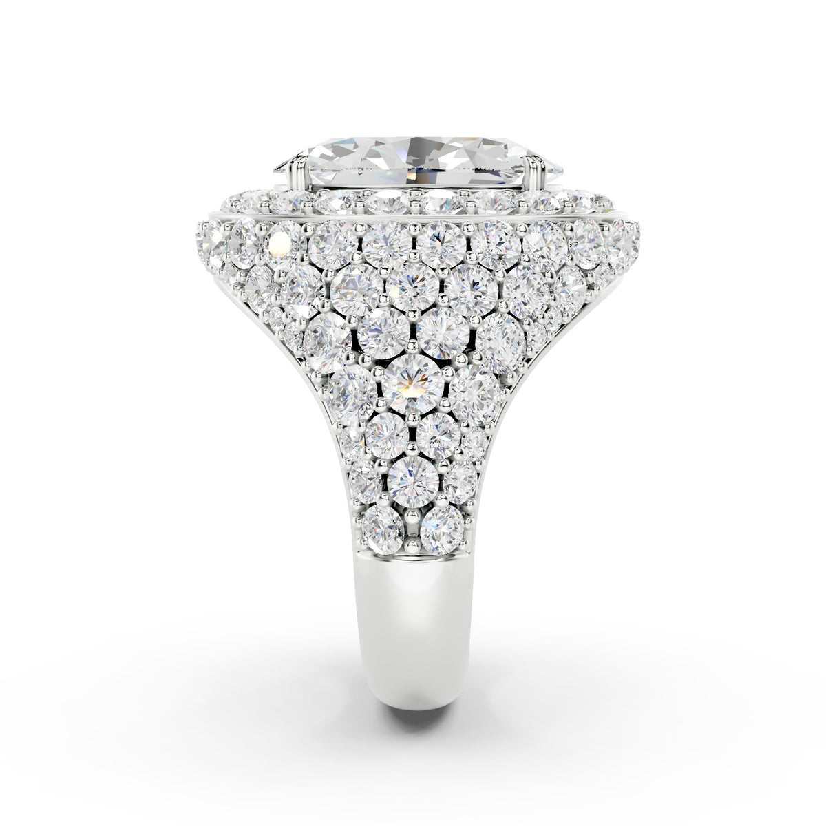 Mens Platinum Flooded Diamond Ring
