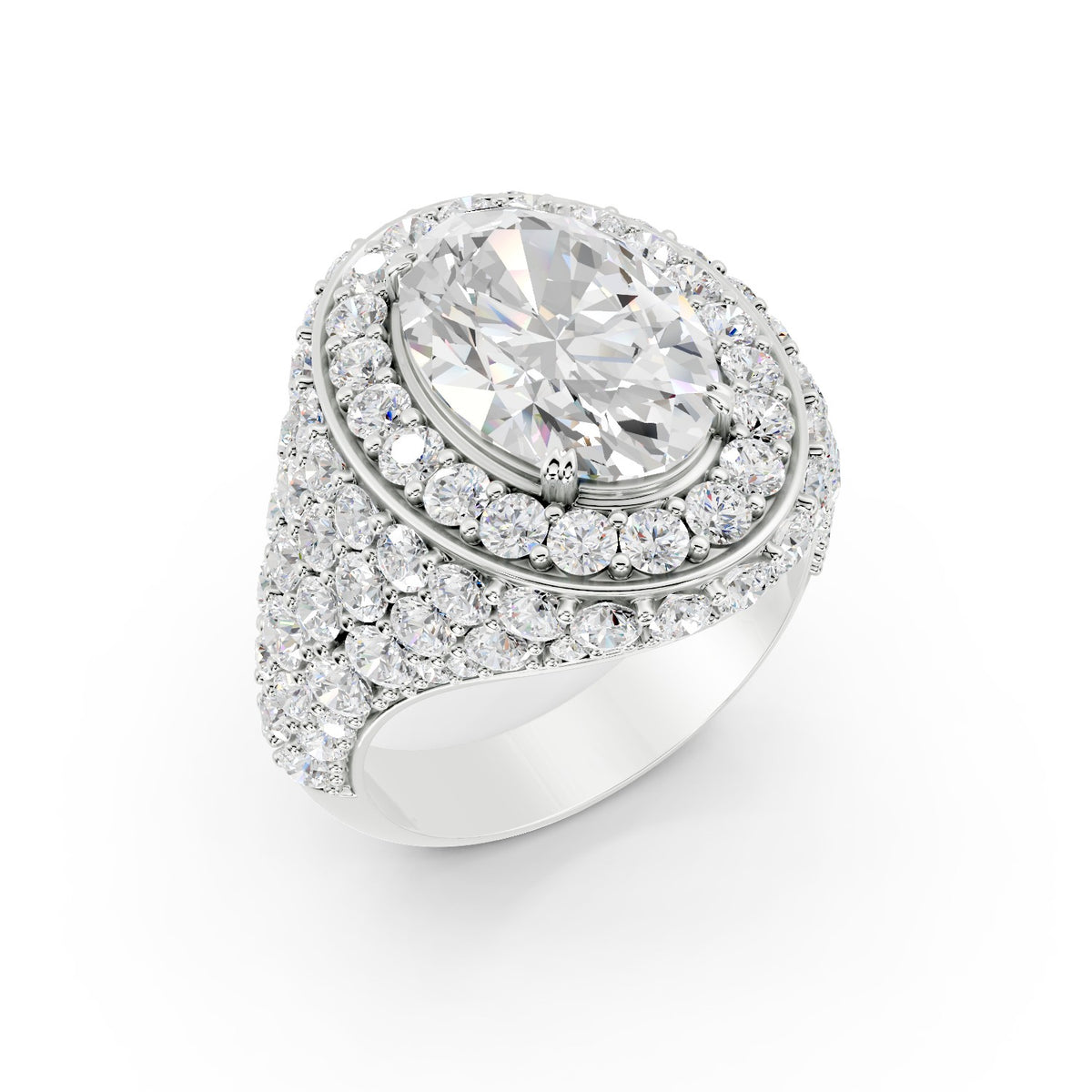 Mens Platinum Flooded Diamond Ring