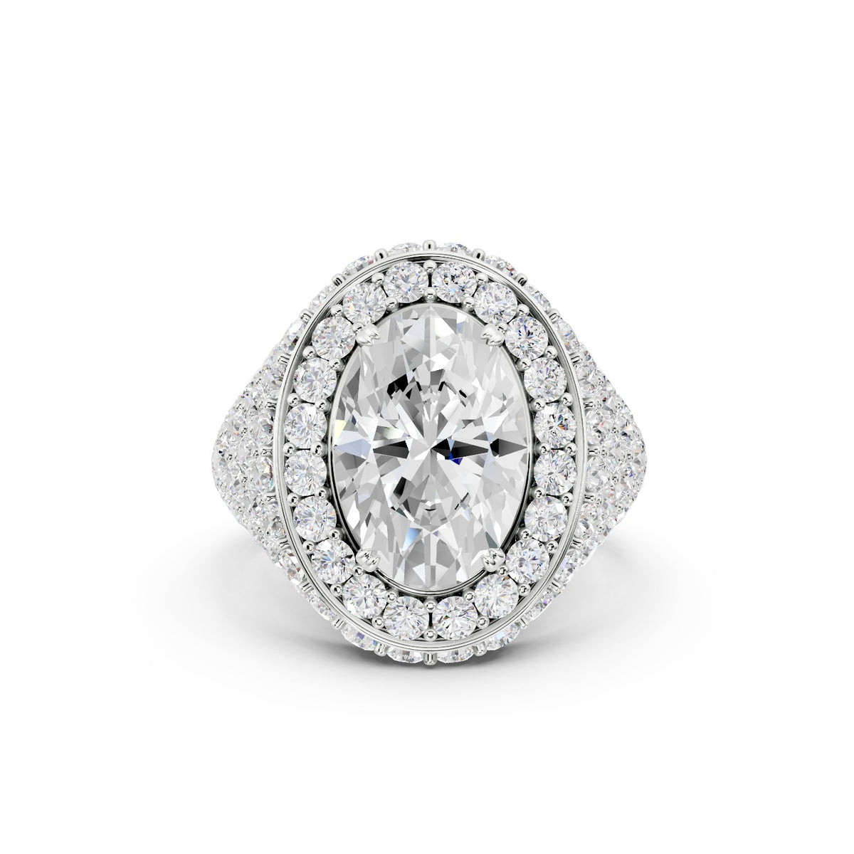 Mens Platinum Flooded Diamond Ring