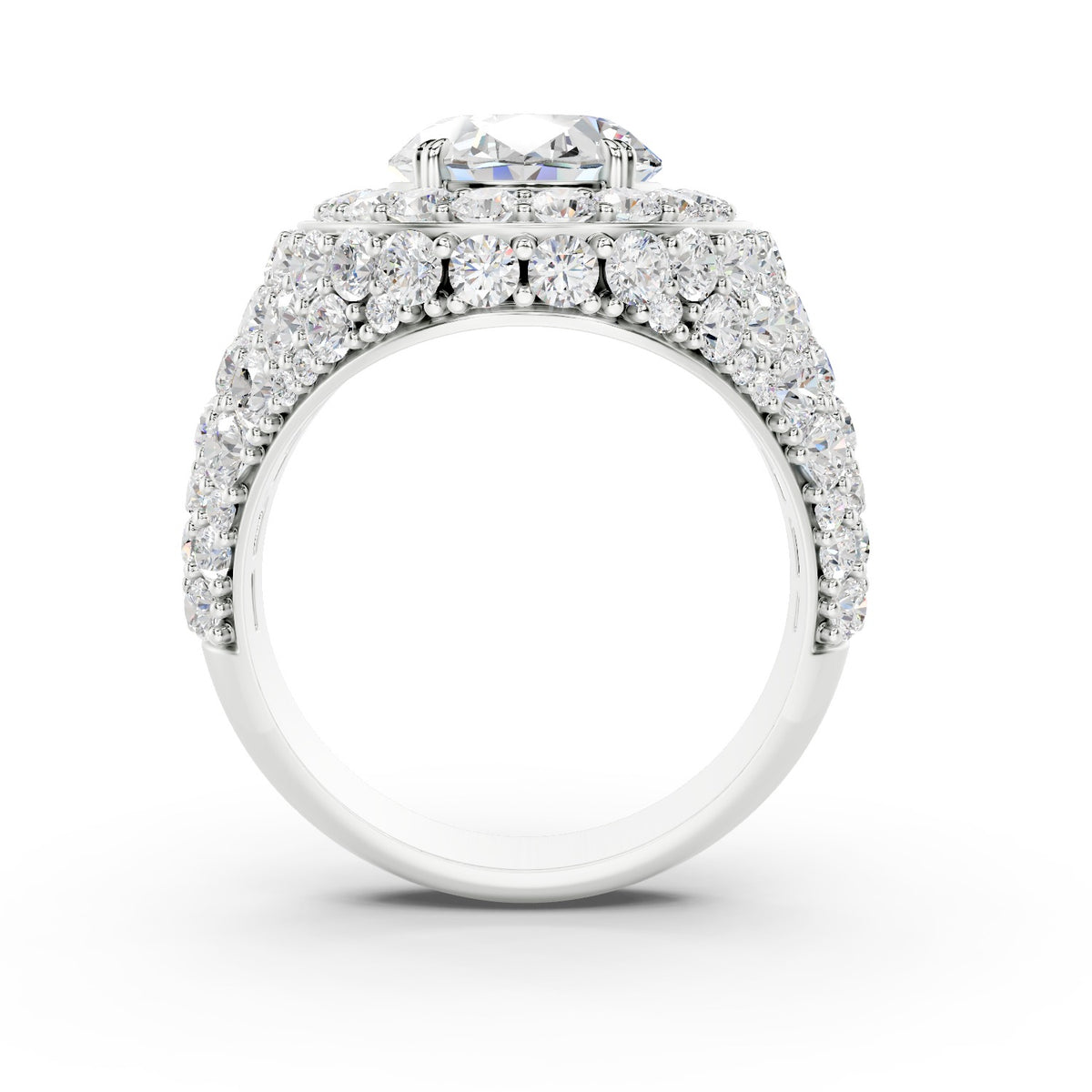 Mens Platinum Flooded Diamond Ring