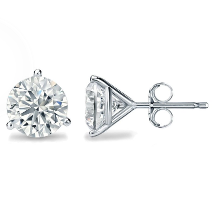 2.00 Carat F VS2 Lab-Grown Diamond Stud Earrings in 14K White Gold