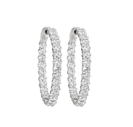 Stunning 2.00 CTW Lab-Grown Diamond Inside-Out Hoop Earrings in 14K White Gold