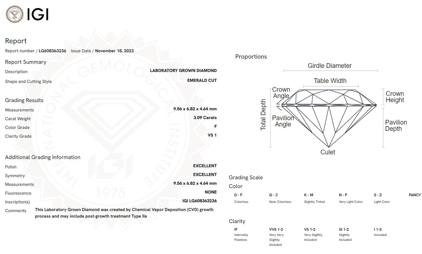 3.09 F VS1 Emerald Cut Lab Grown Diamond Ring with 16 Round Brilliant Diamonds in 14k White Gold (Size 7.5, 2mm Band)