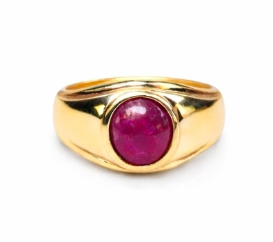 Natural Cabochon Ruby 3.20 from Franklin North Carolina set in 14ky 10grams made all in USA