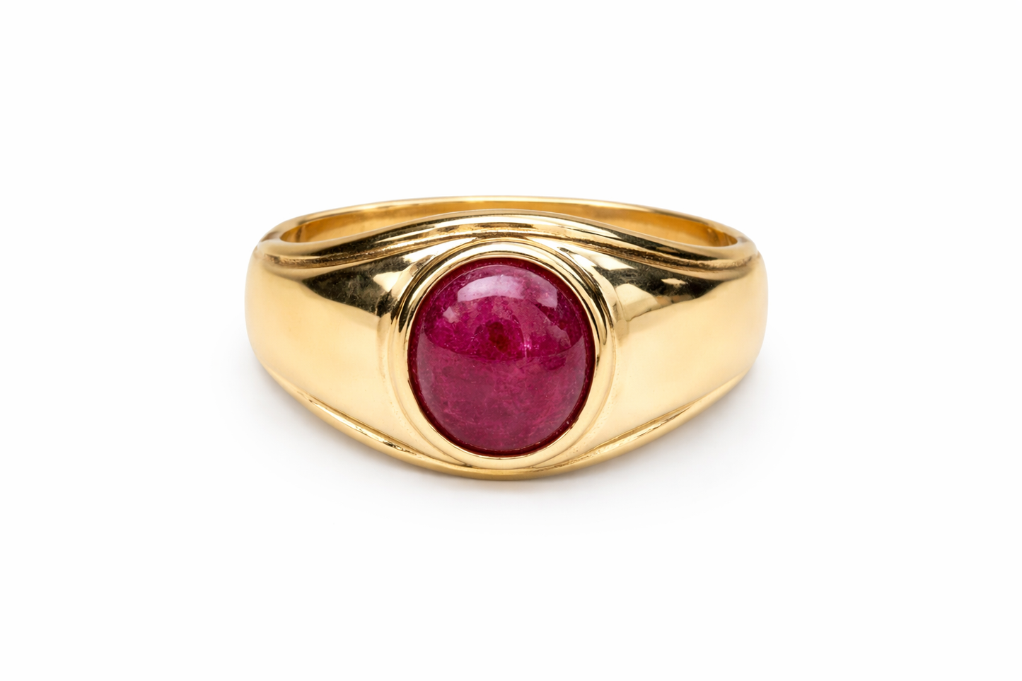 Natural Cabochon Ruby 3.20 from Franklin North Carolina set in 14ky 10grams made all in USA