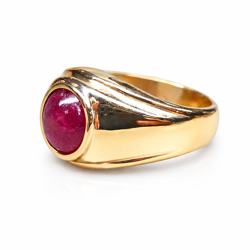 Natural Cabochon Ruby 3.20 from Franklin North Carolina set in 14ky 10grams made all in USA